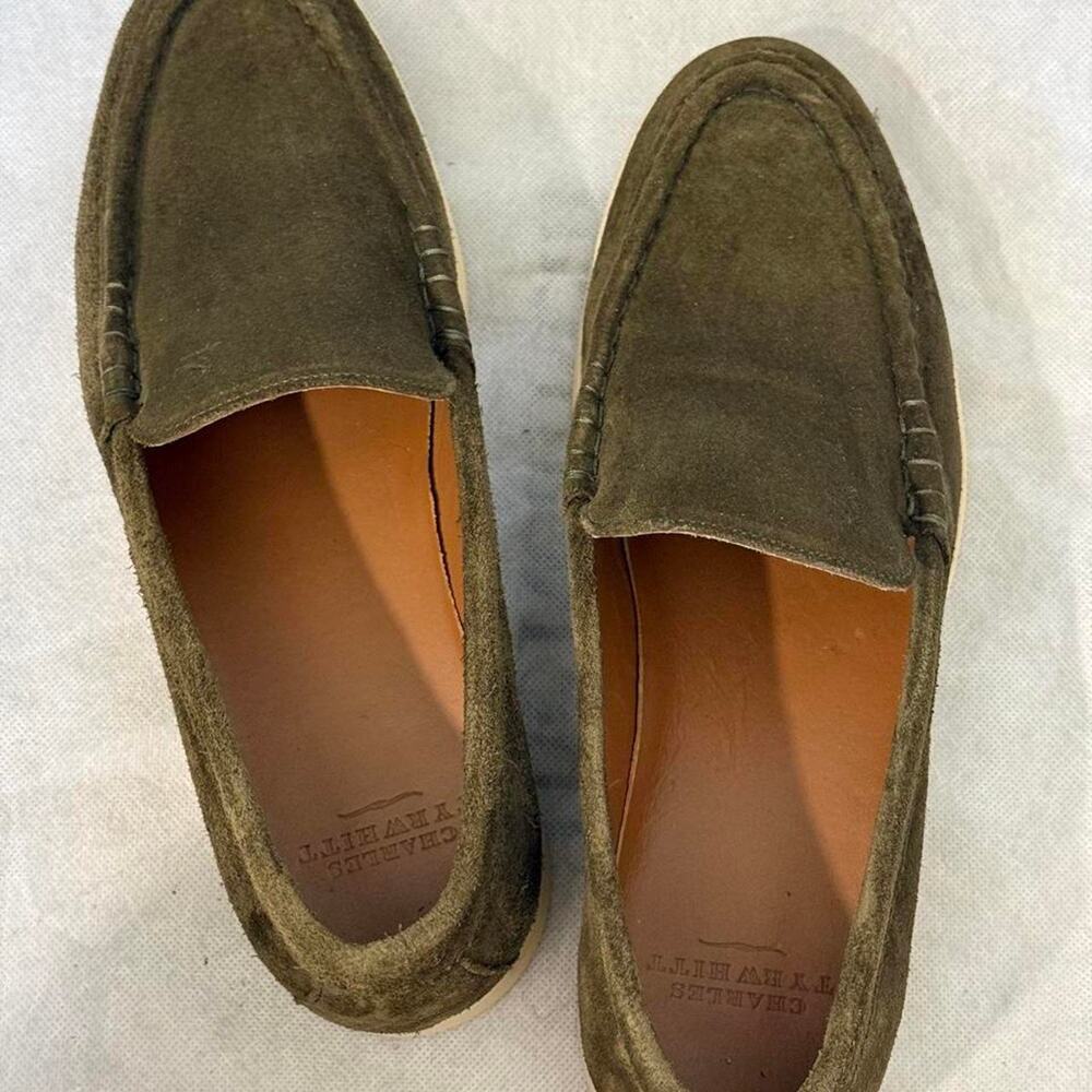 Charles tyrwhitt olive green suede